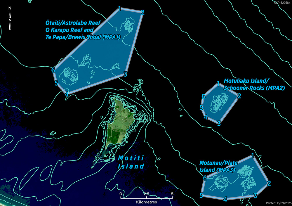 Map showing the Motiti Protection Areas