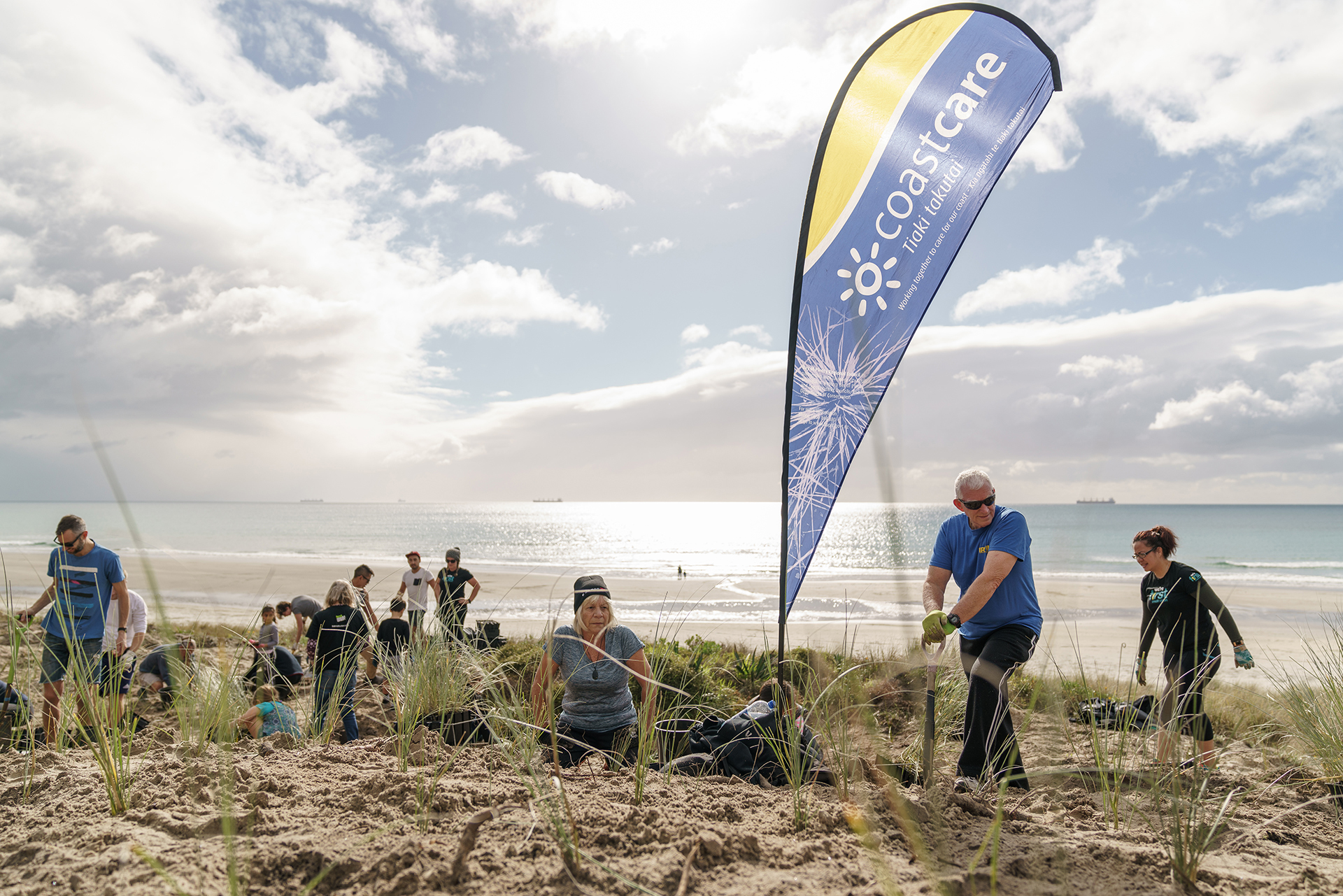 Coast Care planting day at Omanu Beach